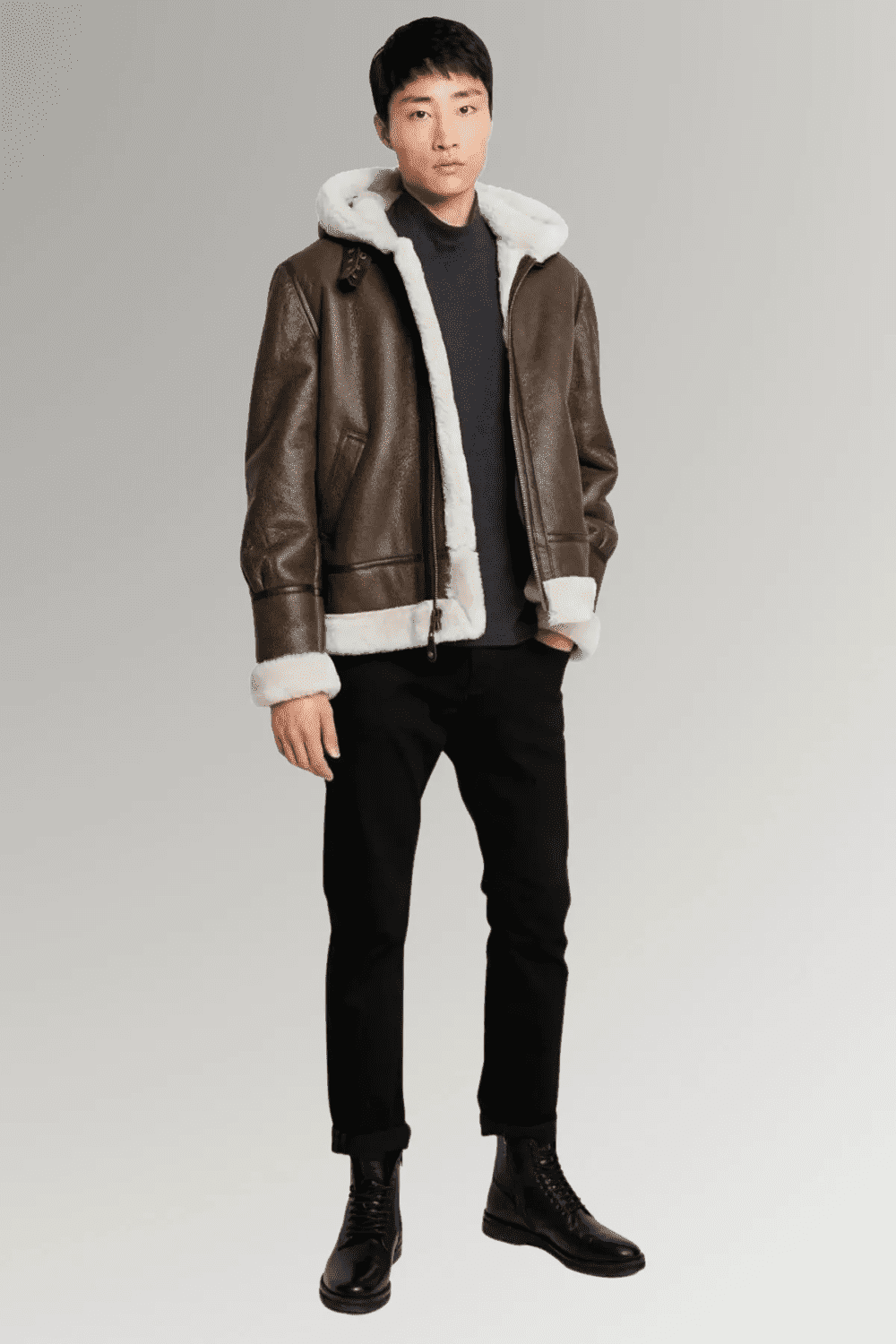 Leather And Shearling Bomber Jacket 1