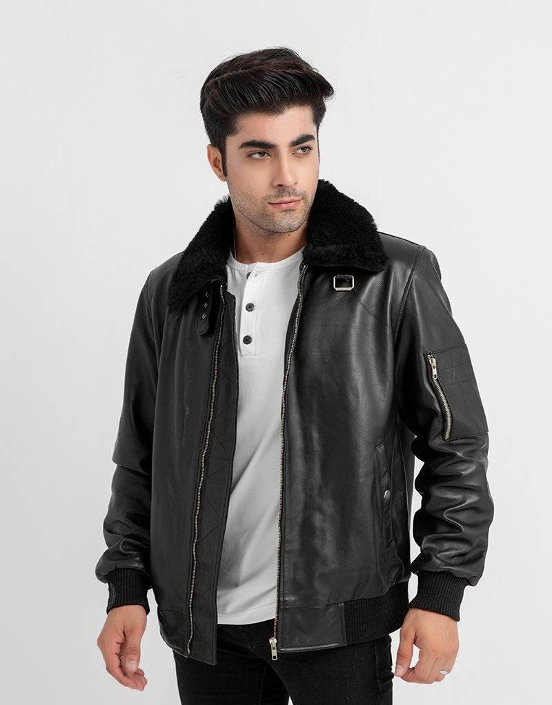 Leather Bomber Aviator Jacket