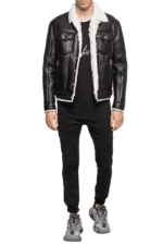 Leather Jacket With Sheepskin Collar 1