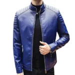 Leather Motorcycle Jacket Blue