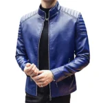Leather Motorcycle Jacket Blue 2