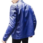 Leather Motorcycle Jacket Blue 3