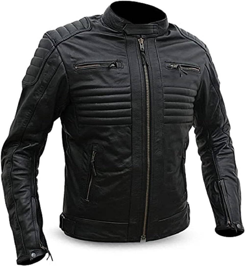 Matte Black Leather Motorcycle Jacket