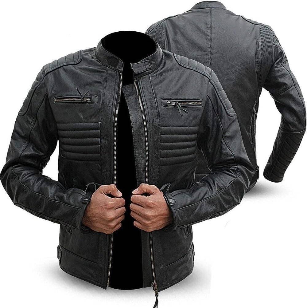 Matte Black Leather Motorcycle Jacket 3