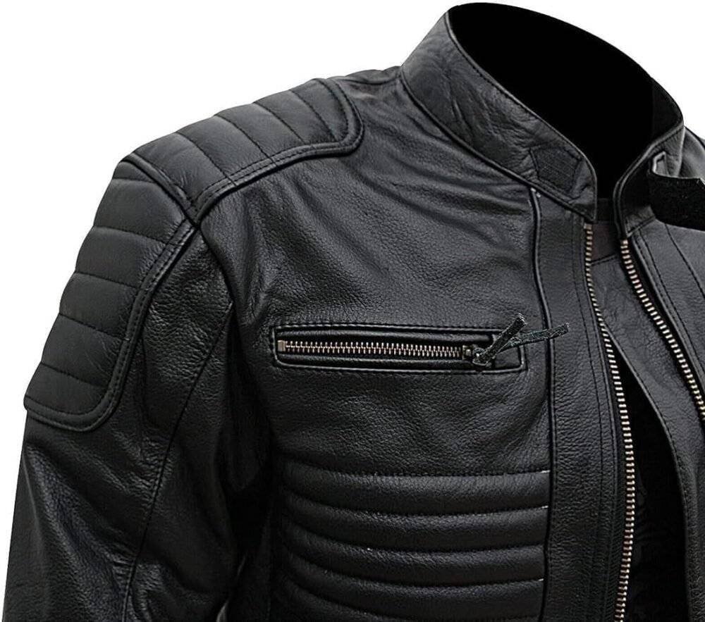 Matte Black Leather Motorcycle Jacket 4