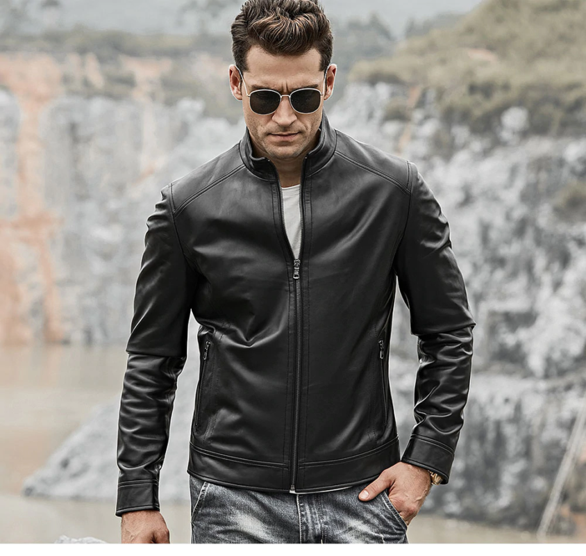mens biker jacket faux leather