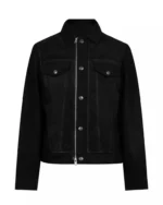 Mens Black Suede Trucker Jacket 2