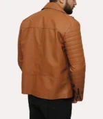 Mens Brown Faux Leather Motorcycle Jacket 5