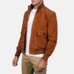 Men's Brown Suede Bomber Jacket 1