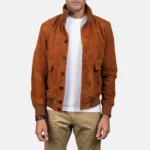 Men's Brown Suede Bomber Jacket