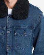 Mens Denim Jacket Sheepskin Collar 1