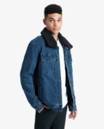 Mens Denim Jacket Sheepskin Collar