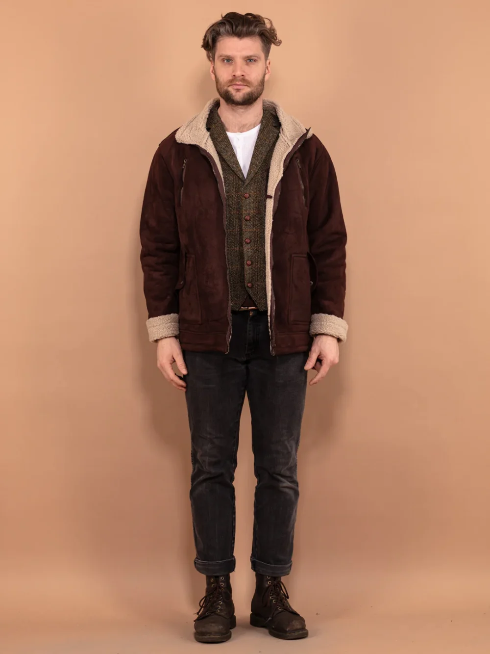 Mens Faux Sheepskin Jacket