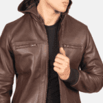 Mens Leather Jacket With Hood 2