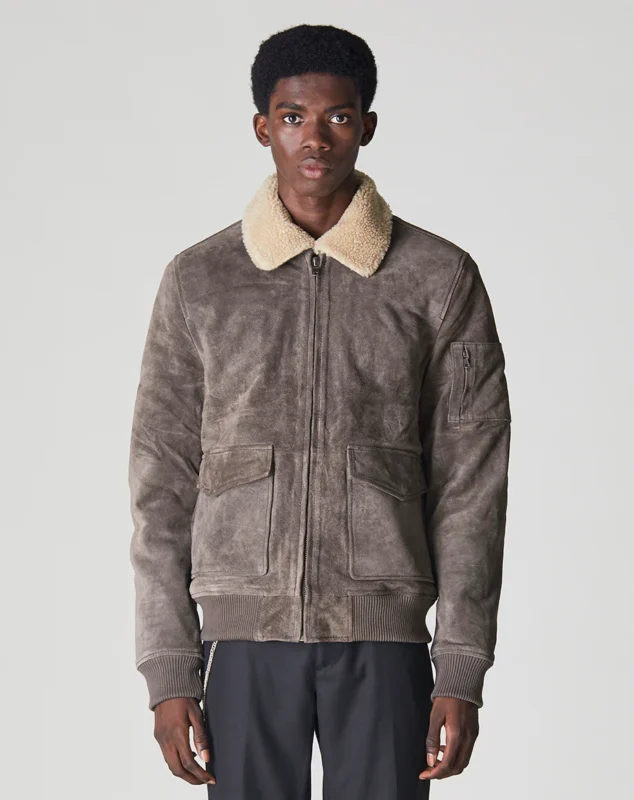 Mens Suede Aviator Jacket