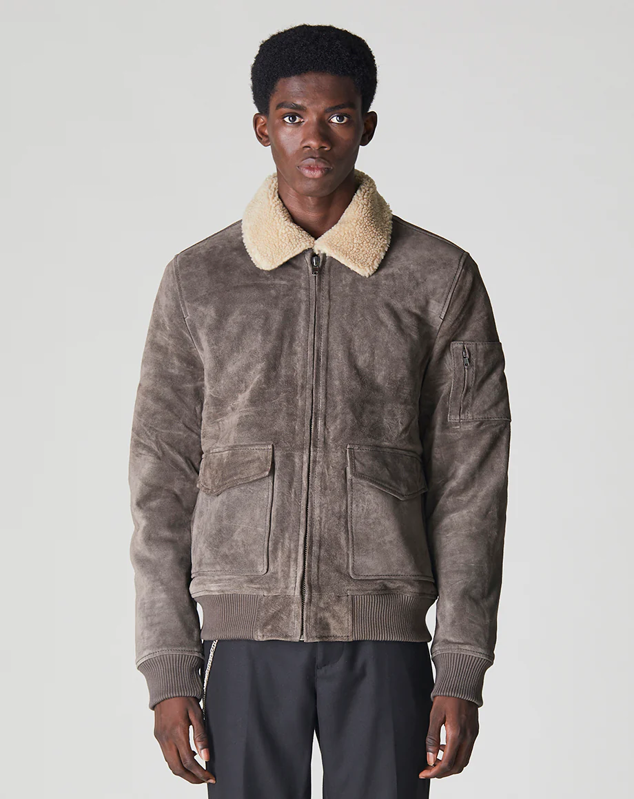 Mens Suede Aviator Jacket