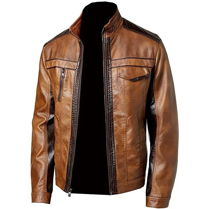 Mens Vintage Leather Motorcycle Jacket