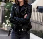 Motorcycle Women Leather Jacket 2