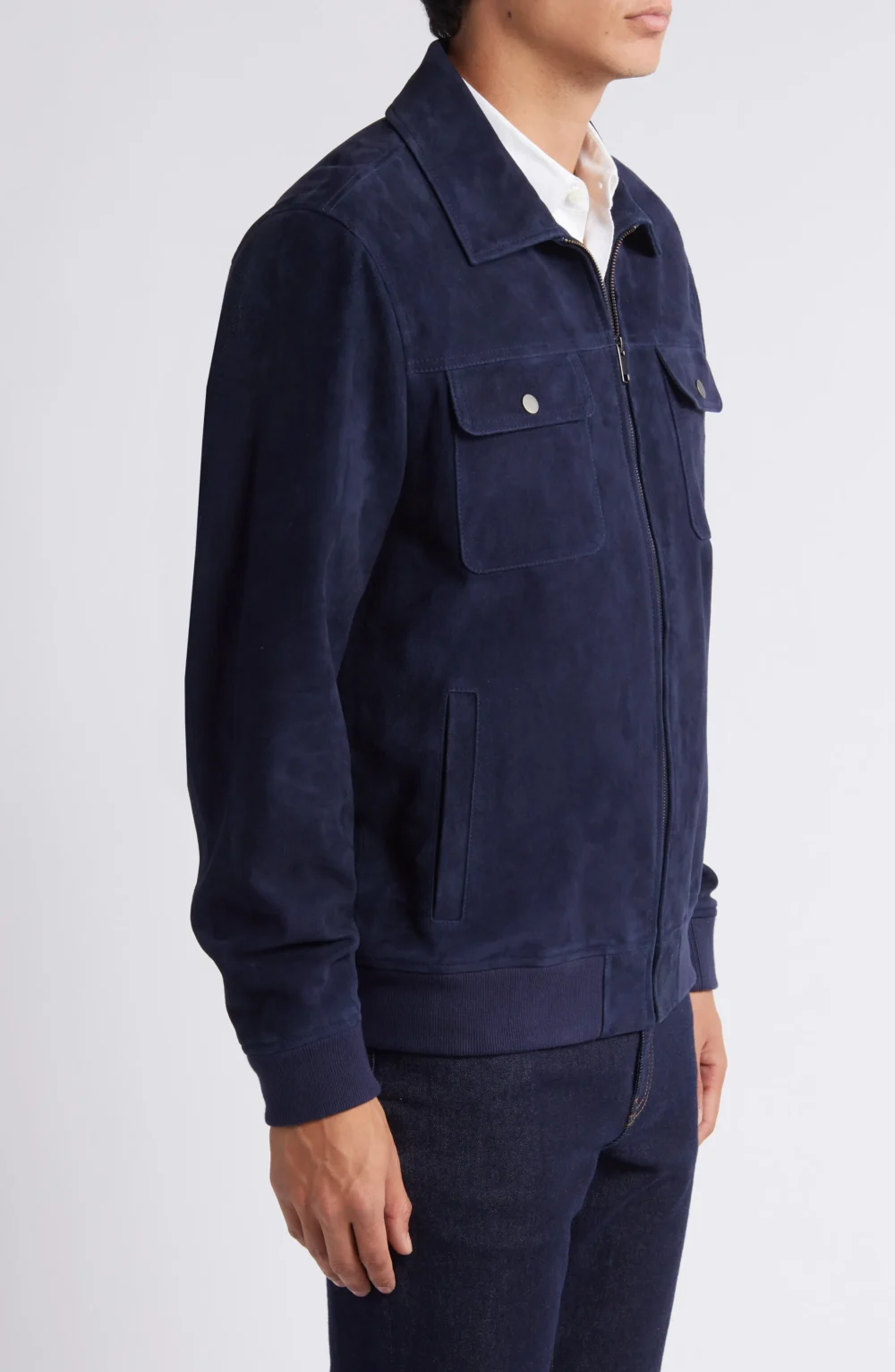 Navy Blue Suede Jacket 1