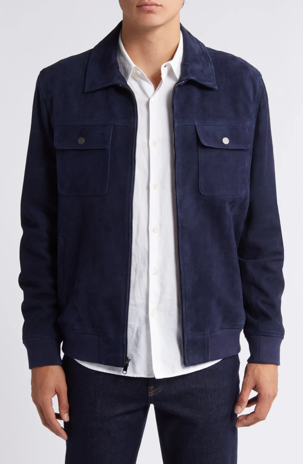 Navy Blue Suede Jacket