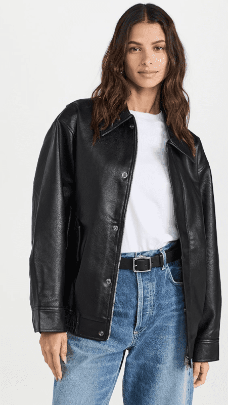 Oversize Leather Bomber Jacket