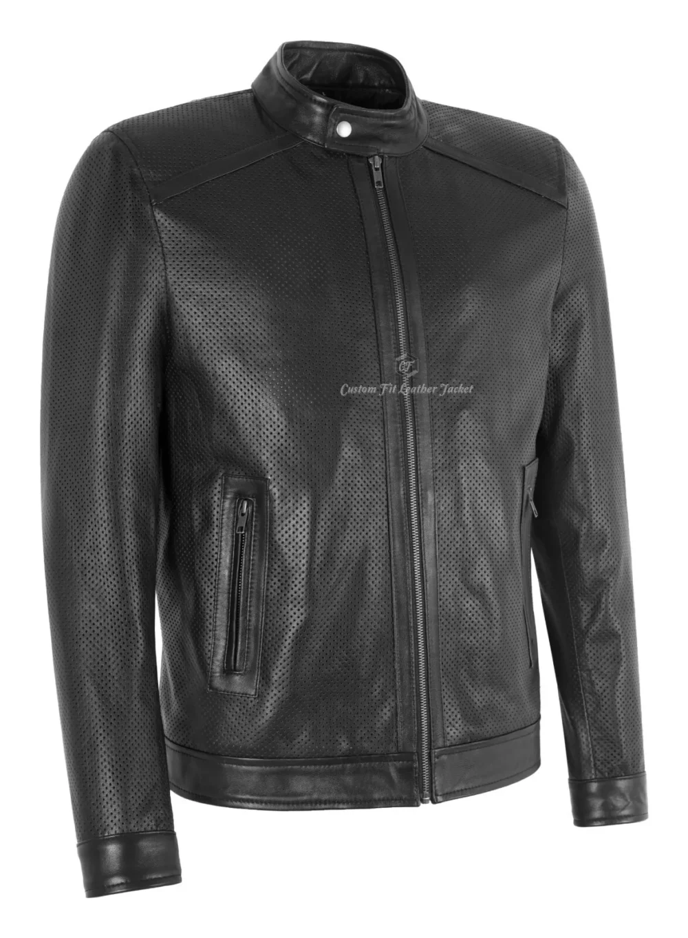 Perforated Leather Motorcycle Jacket 2