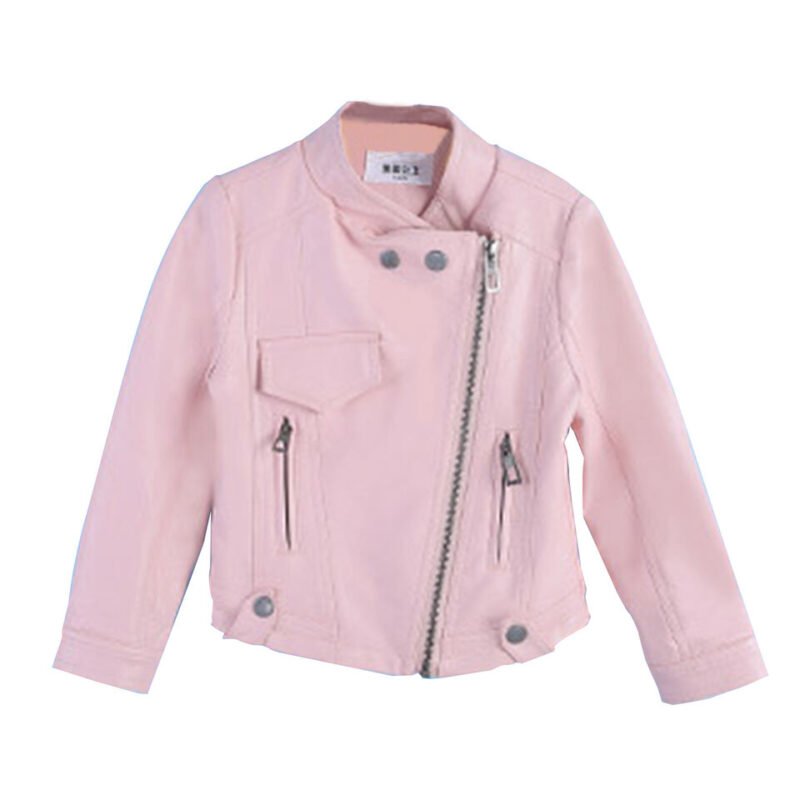 Pink Faux Leather Biker Jacket