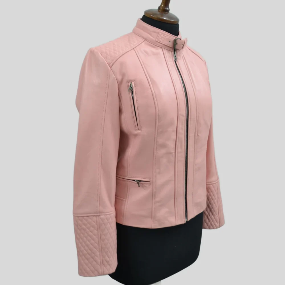 Pink Motorcycle Jacket Leather 2