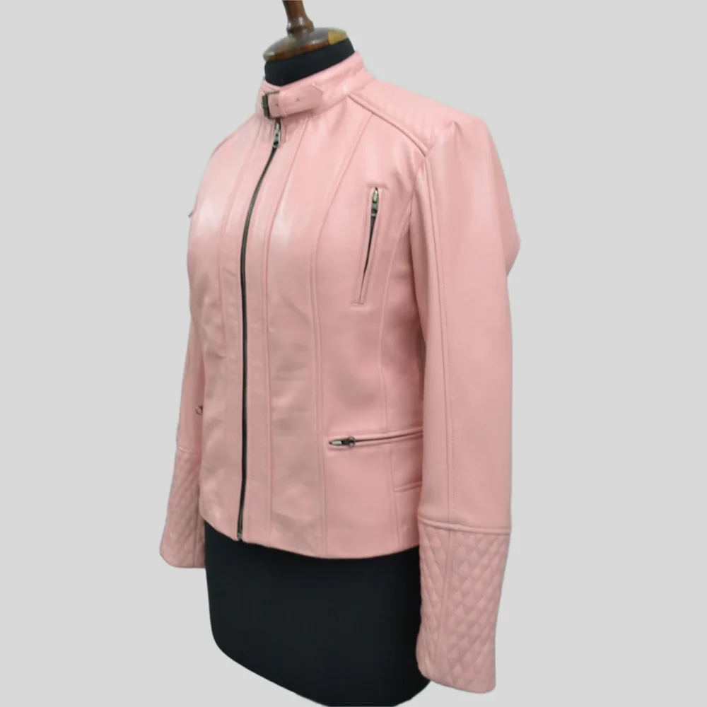 Pink Motorcycle Jacket Leather 3