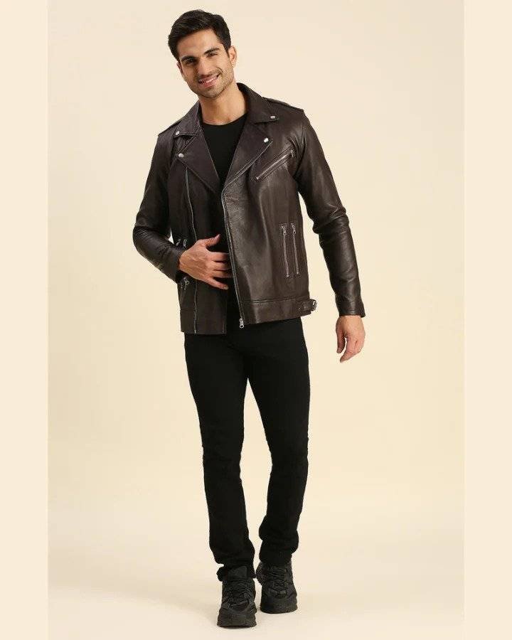 Mens Genuine Leather Motorcycle Jacket