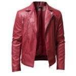 Red Faux Leather Biker Jacket