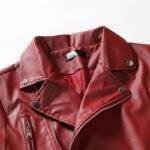 Red Faux Leather Biker Jacket 2