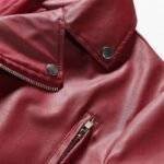 Red Faux Leather Biker Jacket 4