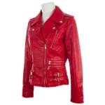 Red Leather Motorcycle Jacket Womens 2