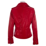 Red Leather Motorcycle Jacket Womens 3