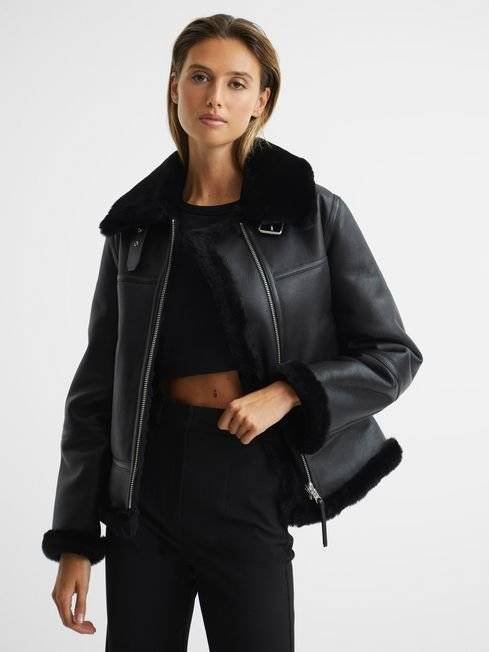 Sheepskin Aviator Jacket Womens