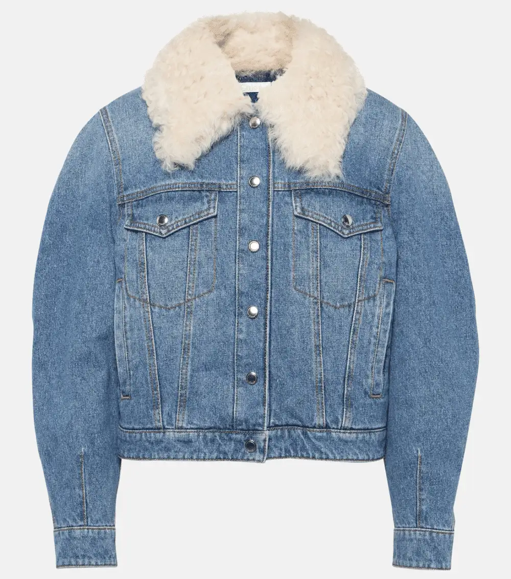 Sheepskin Denim Jacket Womens
