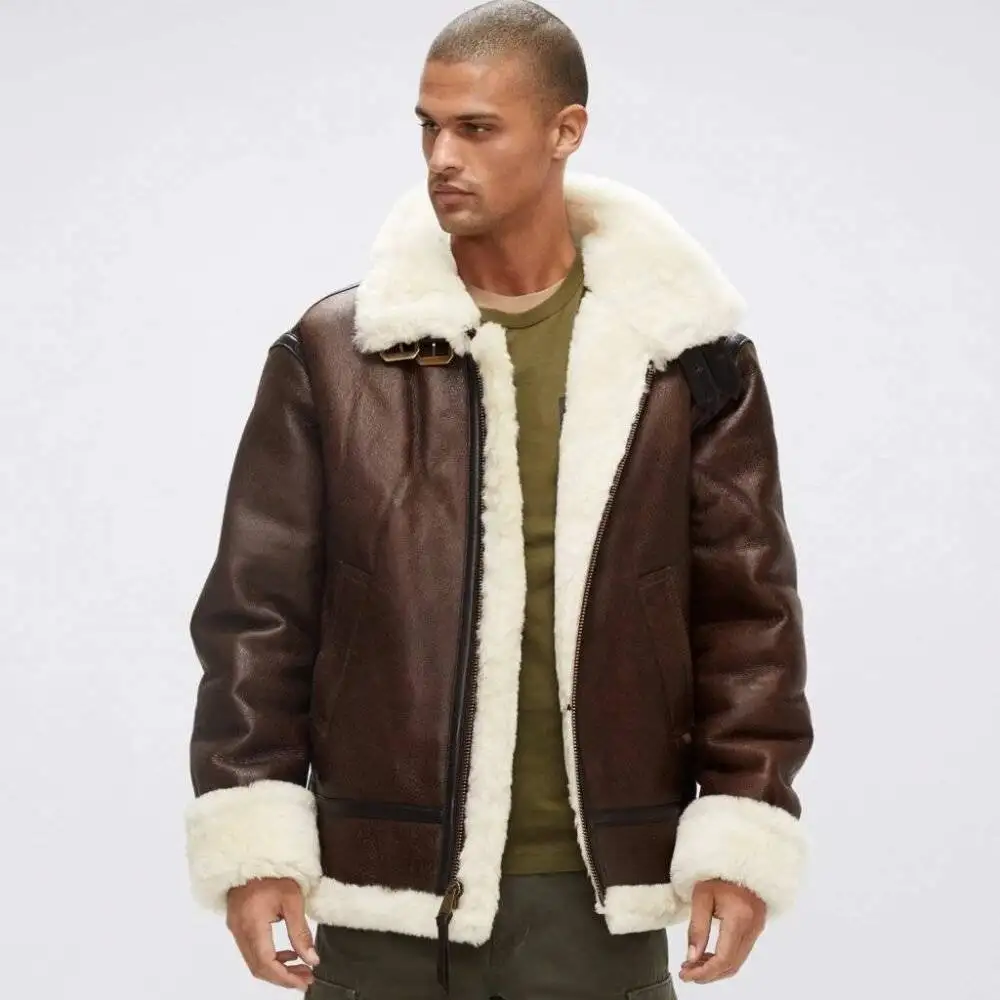 Sherpa Leather Bomber Jacket