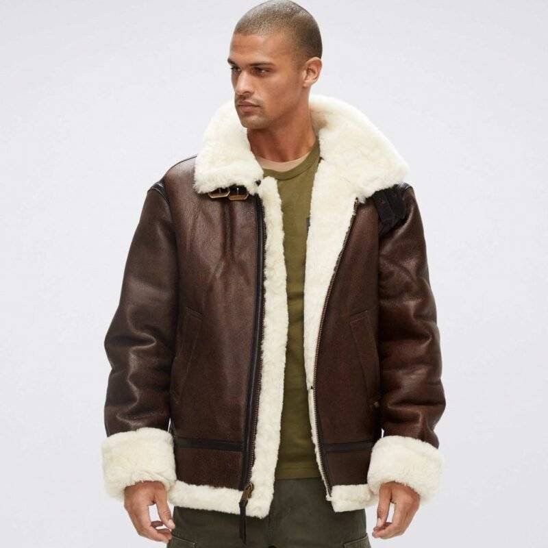 Sherpa Leather Bomber Jacket