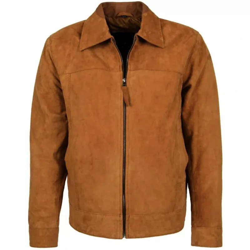 Suede Bomber Jacket Tan