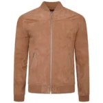 Tan Suede Bomber Jacket