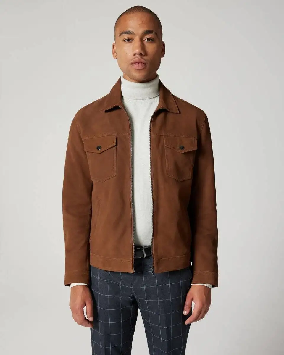 Tan Suede Trucker Jacket