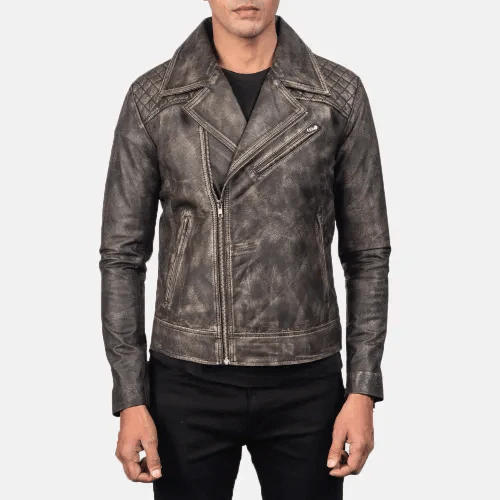 Vintage Distressed Leather Motorcycle Jacket