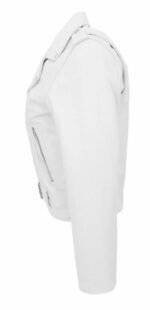 White Faux Leather Motorcycle Jacket 3