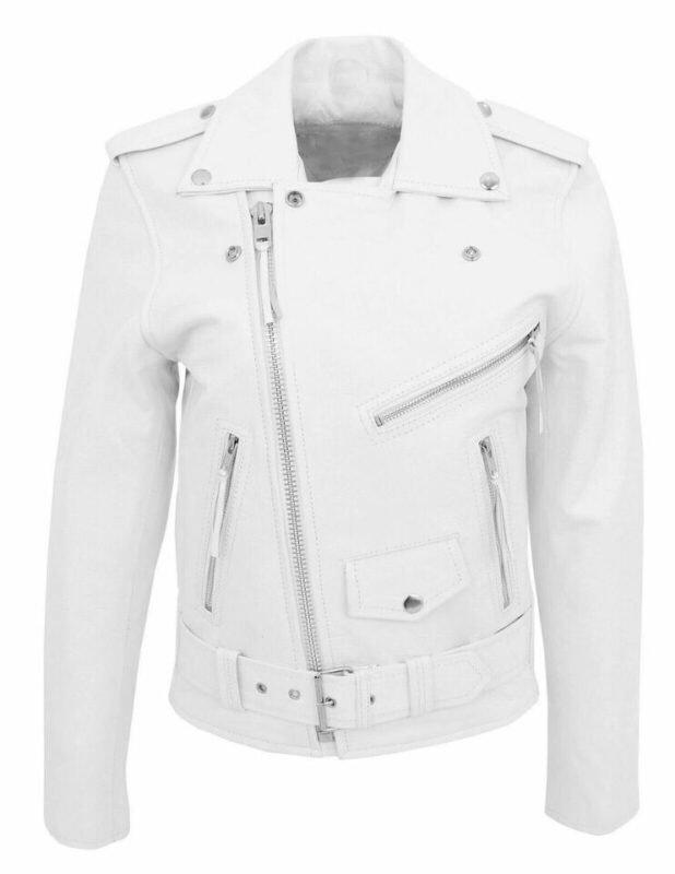 White Faux Leather Motorcycle Jacket