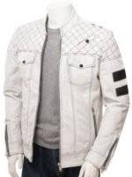 White Leather Motorcycle Jacket