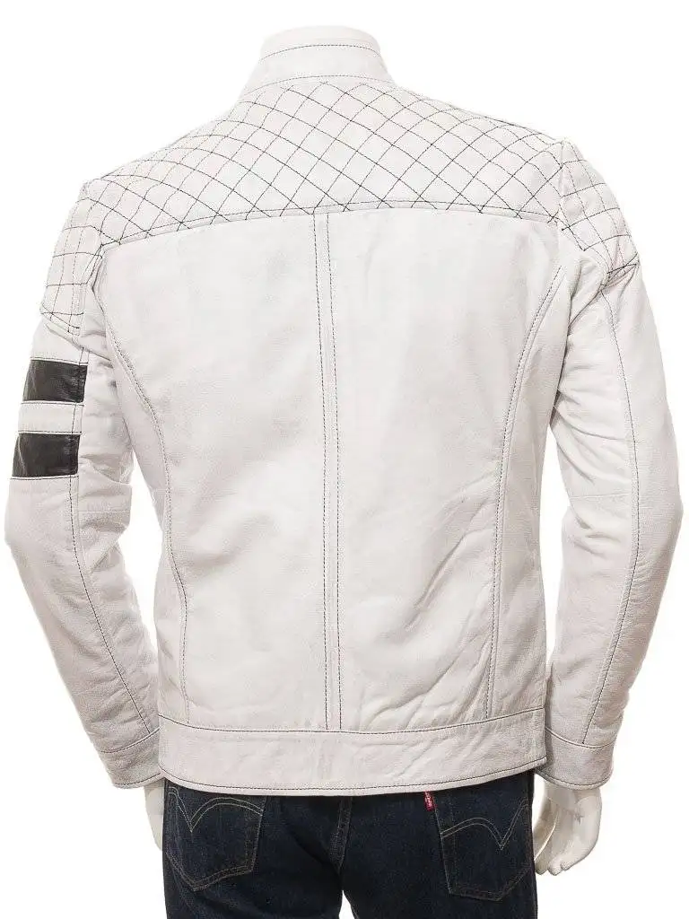 White Leather Motorcycle Jacket 4