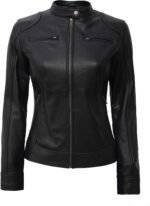 Womens Black Leather Motorcycle Jacket