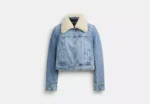 Womens Denim Jacket With Sheepskin Collar