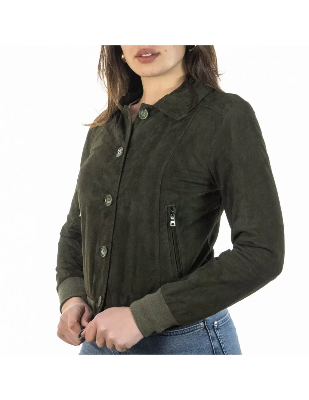 Women's Green Suede Jacket 1